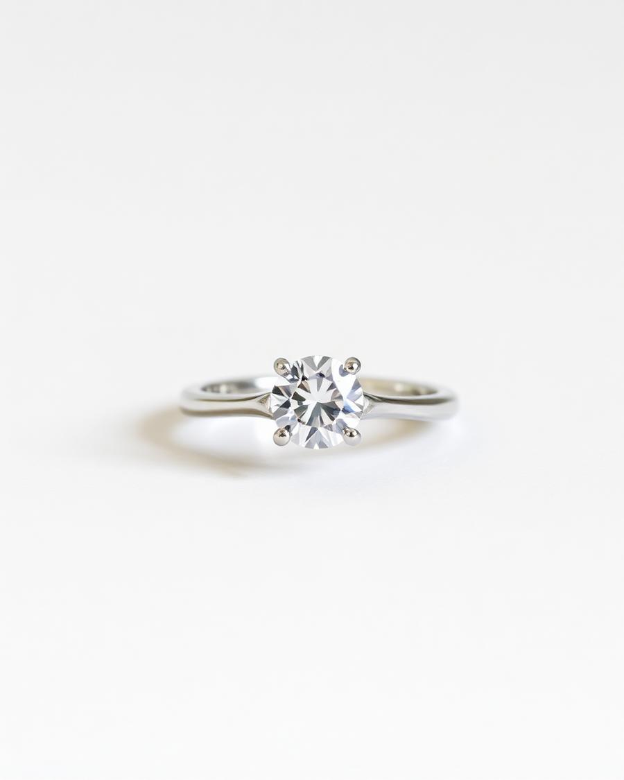 Sterling silver solitaire ring with a round cubic zirconia stone